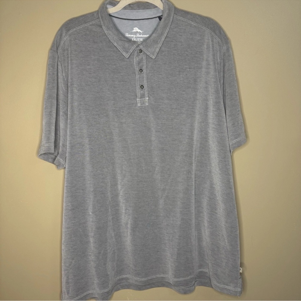 Men's TOMMY BAHAMA Light Gray Tencel Short Sleeve Polo Shirt Size XXL T3
